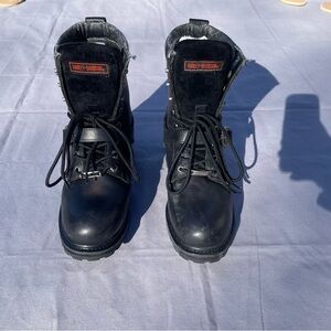 HARLEY DAVIDSON MOTORCYCLES Work Boot Steel Toe Lace Up Size 10 Black 91003